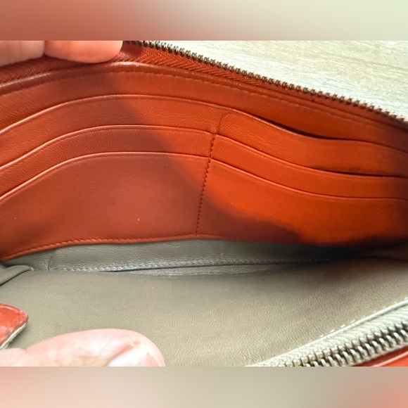 Bottega Veneta Zip Around Orange Woven Leather wallet - Picture 11 of 13